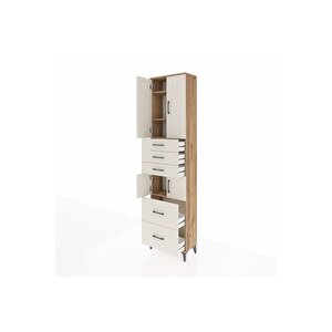 Arges Dolap 4 Raflı 5 Çekmeceli 4 Kapaklı 60x30x243 Çam-aytaşı