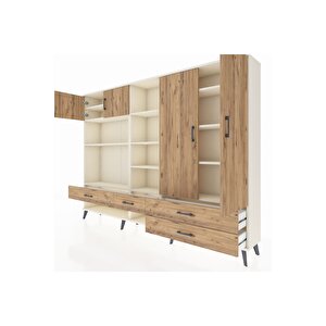 Arges Dolap 12 Raflı 4 Çekmeceli 4 Kapaklı 220x30x163 Aytaşı-çam