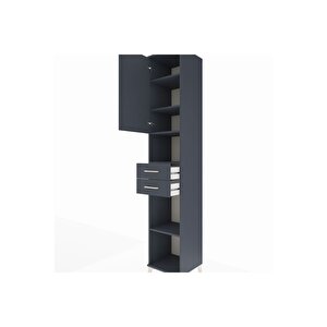 Hyperion Dolap 5 Raflı 2 Çekmeceli Tek Kapaklı 44x44x243 Antrasit-antrasit