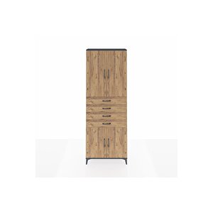 Arges Dolap 3 Raflı 4 Çekmeceli 4 Kapaklı 88x30x243 Antrasit-çam