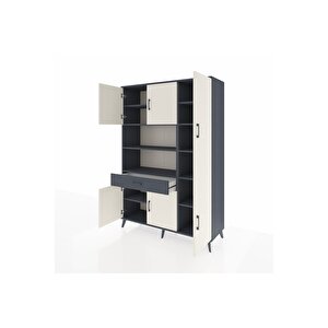 Hyperion Dolap 10 Raflı Tek Çekmeceli 6 Kapaklı 132x44x195 Antrasit-aytaşı/antrasit