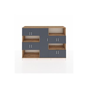 Hyperion Dolap 10 Raflı 9 Kapaklı 220x44x163 Çam-antrasit/çam