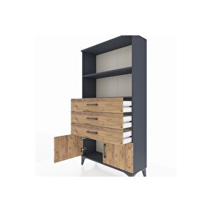 Arges Dolap 2 Raflı 3 Çekmeceli 2 Kapaklı 88x30x163 Antrasit-çam