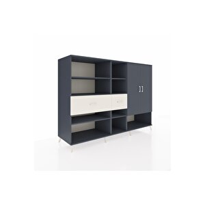 Kronos Dolap 10 Raflı 2 Çekmeceli 2 Kapaklı 220x59x163 Antrasit-antrasit/aytaşı