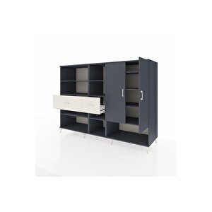 Kronos Dolap 10 Raflı 2 Çekmeceli 2 Kapaklı 220x59x163 Antrasit-antrasit/aytaşı