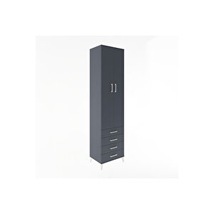 Hyperion Dolap 5 Raflı 4 Çekmeceli 2 Kapaklı 60x44x243 Antrasit-antrasit