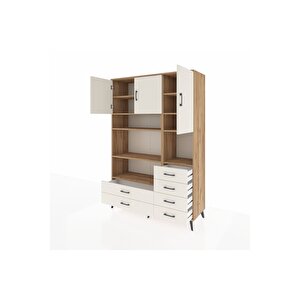 Hyperion Gardrop 9 Raflı 6 Çekmeceli 3 Kapaklı 132x44x195 Çam-aytaşı