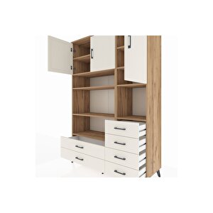 Hyperion Gardrop 9 Raflı 6 Çekmeceli 3 Kapaklı 132x44x195 Çam-aytaşı