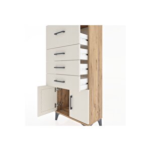 Hyperion Dolap 4 Çekmeceli 2 Kapaklı 60x44x134 Çam-aytaşı