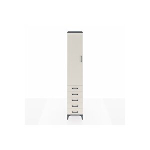 Hyperion Dolap 4 Raflı 5 Çekmeceli Tek Kapaklı 44x44x243 Antrasit-aytaşı