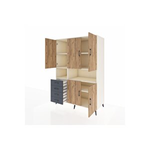 Kronos Dolap 7 Raflı 4 Çekmeceli 5 Kapaklı 132x59x195 Aytaşı-çam/antrasit