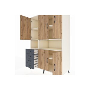 Kronos Dolap 7 Raflı 4 Çekmeceli 5 Kapaklı 132x59x195 Aytaşı-çam/antrasit