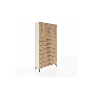 Arges Dolap 2 Raflı 7 Çekmeceli 2 Kapaklı 88x30x182 Aytaşı-çam