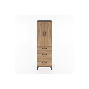 Hyperion Dolap 3 Raflı 3 Çekmeceli 2 Kapaklı 60x44x195 Antrasit-çam