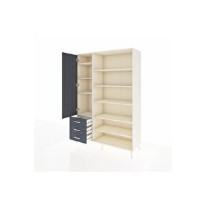 Hyperion Gardrop 9 Raflı 3 Çekmeceli 3 Kapaklı 132x44x195 Aytaşı-antrasit