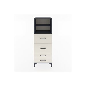 Hyperion Dolap 2 Raflı 4 Çekmeceli 60x44x163 Antrasit-aytaşı