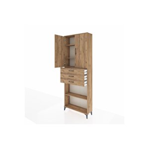 Arges Dolap 4 Raflı 3 Çekmeceli 2 Kapaklı 88x30x243 Çam-çam