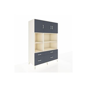 Kronos Dolap 8 Raflı 4 Çekmeceli 3 Kapaklı 132x59x195 Aytaşı-antrasit/antrasit