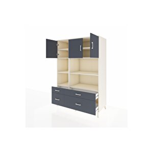 Kronos Dolap 8 Raflı 4 Çekmeceli 3 Kapaklı 132x59x195 Aytaşı-antrasit/antrasit