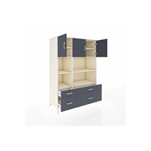 Kronos Dolap 8 Raflı 4 Çekmeceli 3 Kapaklı 132x59x195 Aytaşı-antrasit/antrasit