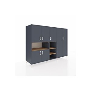 Kronos Dolap 13 Raflı 7 Kapaklı 220x59x163 Antrasit-antrasit/çam