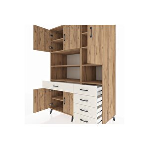 Kronos Dolap 9 Raflı 5 Çekmeceli 5 Kapaklı 132x59x195 Çam-çam/aytaşı