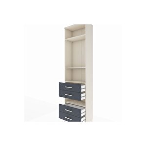 Arges Dolap 4 Raflı 4 Çekmeceli 60x30x221 Aytaşı-antrasit