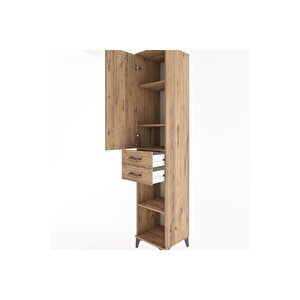 Hyperion Dolap 4 Raflı 2 Çekmeceli Tek Kapaklı 44x44x221 Çam-çam