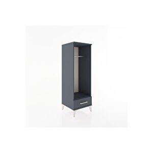 Hyperion Dolap Tek Raflı Tek Çekmeceli Tek Askılı 44x44x134 Antrasit-antrasit