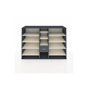 Kronos Dolap 11 Raflı 3 Çekmeceli  220x59x163 Antrasit-aytaşı/antrasit