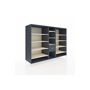 Kronos Dolap 11 Raflı 3 Çekmeceli  220x59x163 Antrasit-aytaşı/antrasit