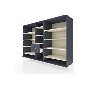Kronos Dolap 11 Raflı 3 Çekmeceli  220x59x163 Antrasit-aytaşı/antrasit