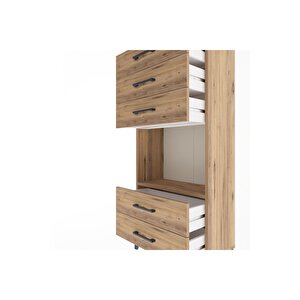 Arges Dolap Tek Raflı 5 Çekmeceli 60x30x134 Çam-çam