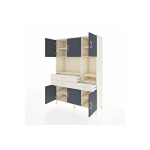 Hyperion Dolap 9 Raflı 3 Çekmeceli 6 Kapaklı 132x44x195 Aytaşı-antrasit/aytaşı