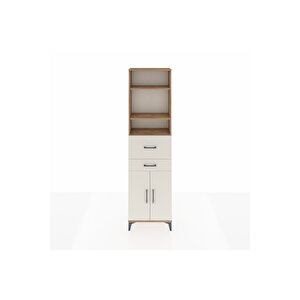 Arges Dolap 4 Raflı 2 Çekmeceli 2 Kapaklı 60x30x221 Çam-aytaşı