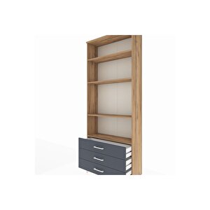 Arges Dolap 4 Raflı 3 Çekmeceli 88x30x221 Çam-antrasit