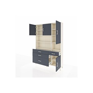 Arges Gardrop 9 Raflı 4 Çekmeceli 4 Kapaklı 132x30x195 Aytaşı-antrasit