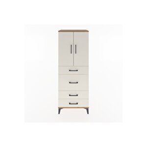 Hyperion Dolap 3 Raflı 4 Çekmeceli 2 Kapaklı 60x44x163 Çam-aytaşı