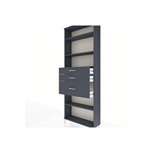 Arges Dolap 4 Raflı 3 Çekmeceli 88x30x243 Antrasit-antrasit