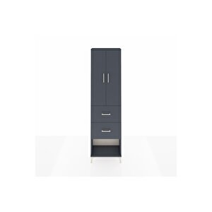Arges Dolap 2 Raflı 2 Çekmeceli Tek Askılı 60x30x221 Antrasit-antrasit