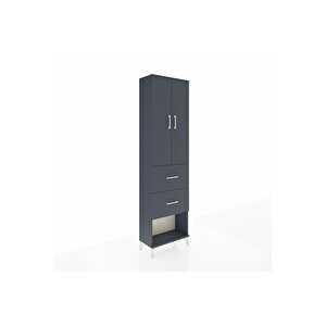 Arges Dolap 2 Raflı 2 Çekmeceli Tek Askılı 60x30x221 Antrasit-antrasit