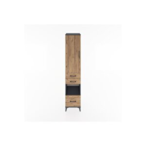 Hyperion Dolap 4 Raflı 3 Çekmeceli Tek Kapaklı 44x44x221 Antrasit-çam