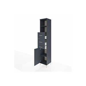 Hyperion Dolap 3 Raflı 3 Çekmeceli Tek Kapaklı 44x44x243 Antrasit-antrasit