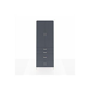 Arges Dolap 3 Raflı 3 Çekmeceli 4 Kapaklı 88x30x243 Antrasit-antrasit