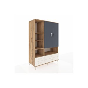 Kronos Dolap 8 Raflı 4 Çekmeceli 2 Kapaklı 132x59x195 Çam-antrasit/aytaşı