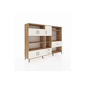 Hyperion Dolap 13 Raflı 3 Çekmeceli 5 Kapaklı 220x44x163 Çam-aytaşı