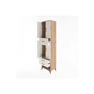 Hyperion Dolap 3 Raflı 3 Çekmeceli 4 Kapaklı 60x44x243 Çam-aytaşı