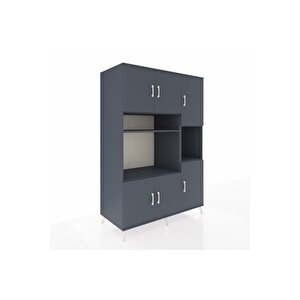 Kronos Dolap 9 Raflı 6 Kapaklı 132x59x195 Antrasit-antrasit/antrasit