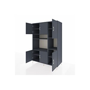 Kronos Dolap 9 Raflı 6 Kapaklı 132x59x195 Antrasit-antrasit/antrasit