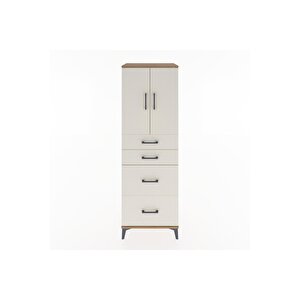 Hyperion Dolap Tek Raflı 4 Çekmeceli 2 Kapaklı 60x44x182 Çam-aytaşı